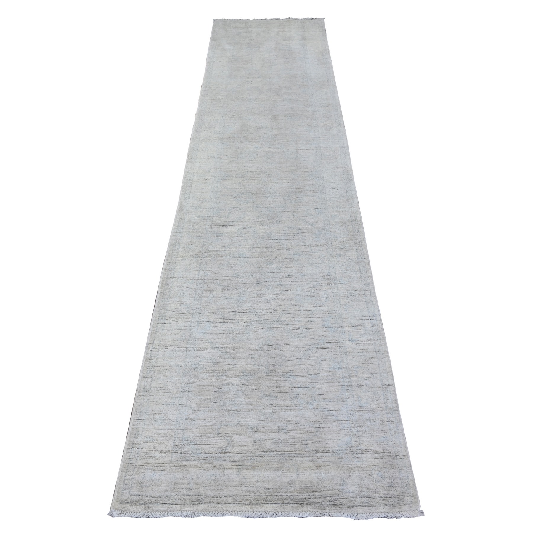 Gray 6' 7 x 6' 7 Hand Knotted Solid Gabbeh Wool Round Rug